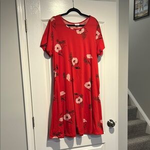 LuLaRoe Red Flutter Sleeve Midi Sundress
